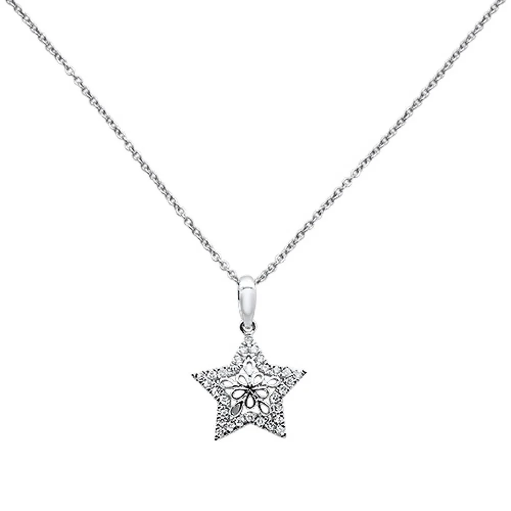 <span>DIAMOND CLOSEOUT! </span> .17ct 14k White Gold Diamond Filigree Star Pendant