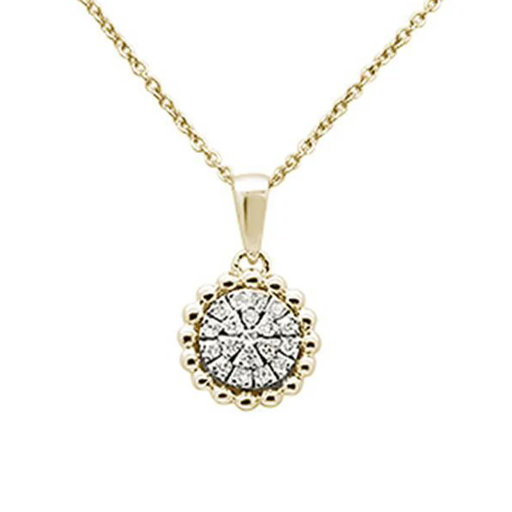 <span>DIAMOND CLOSEOUT! </span> .12ct 14k Yellow Gold Round Diamond Pendant Necklace 18" Long