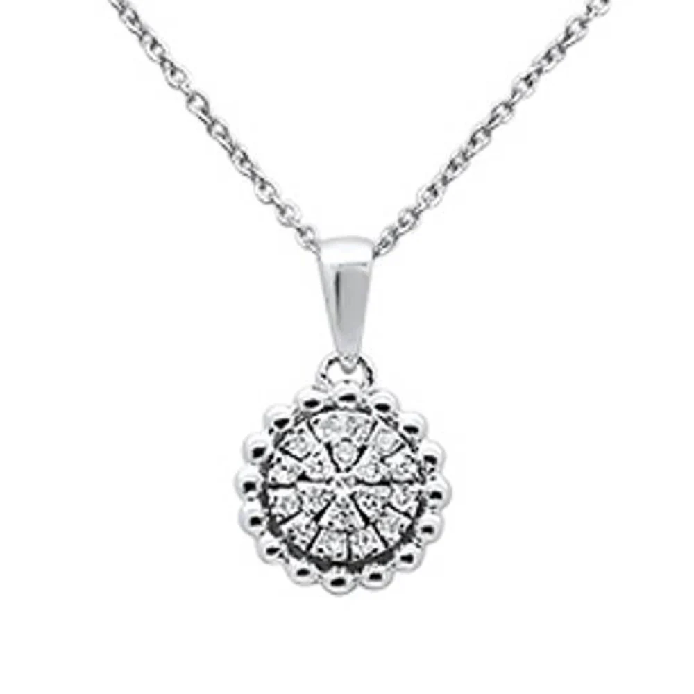 <span>DIAMOND CLOSEOUT! </span>.10ct 14k White Gold Round Diamond Pendant Necklace 18" Long