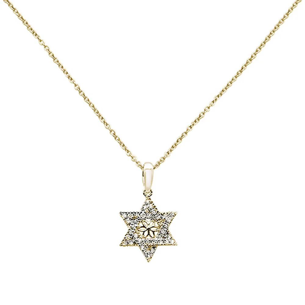 .14ct 14k Yellow Gold Jewish Star of David Diamond Pendant Necklace 18" - Image 2