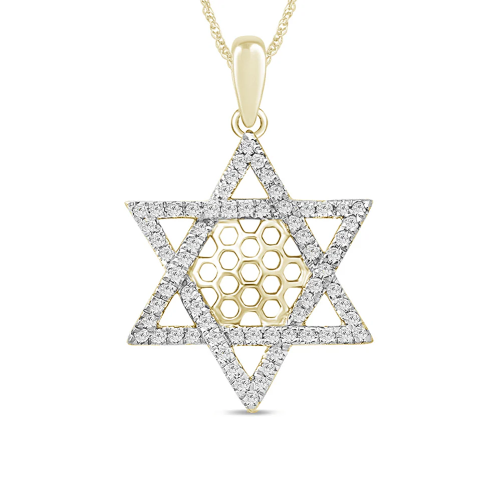 <span>DIAMOND CLOSEOUT! </span> .25ct 14k Yellow Gold Diamond Jewish Star of David Pendant Necklace 18"