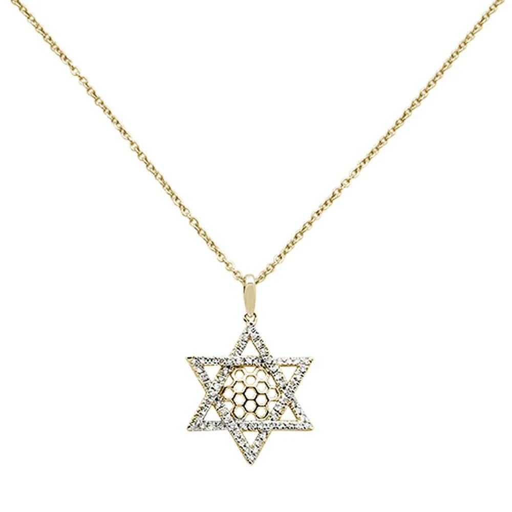 <span>DIAMOND CLOSEOUT! </span> .25ct 14k Yellow Gold Diamond Jewish Star of David Pendant Necklace 18" - Image 2