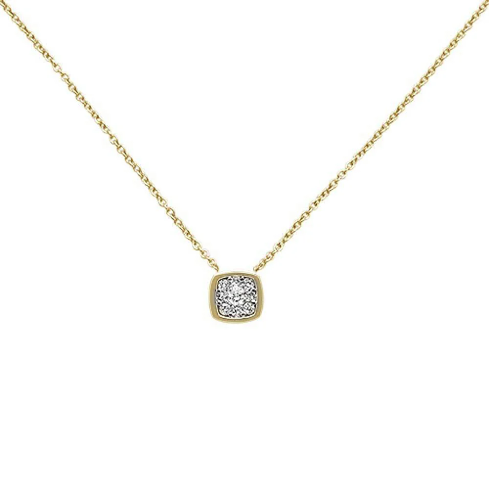 <span>DIAMOND CLOSEOUT! </span>  .15ct 14k Yellow Gold Diamond Square Shape Pendant Necklace 18"