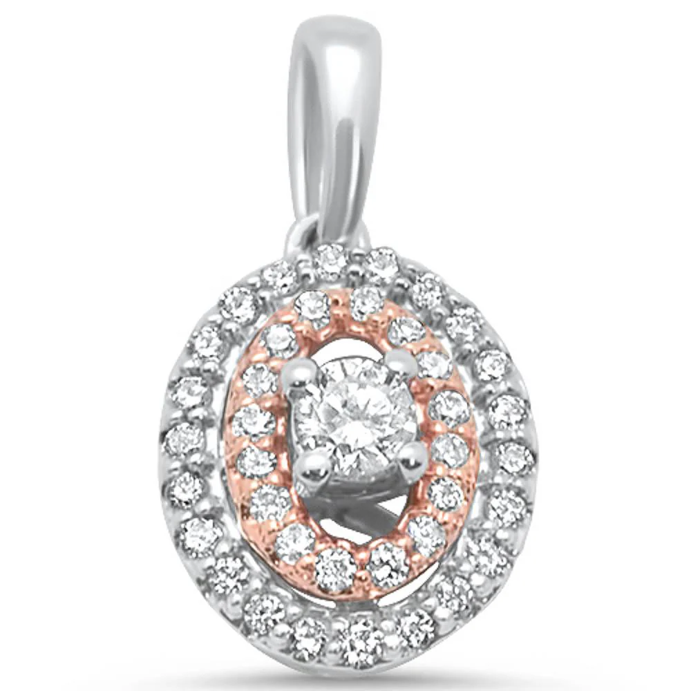 <span>DIAMOND CLOSEOUT! </span> .25ct 14k Antique Reproduction Oval Two Tone Diamond Pendant