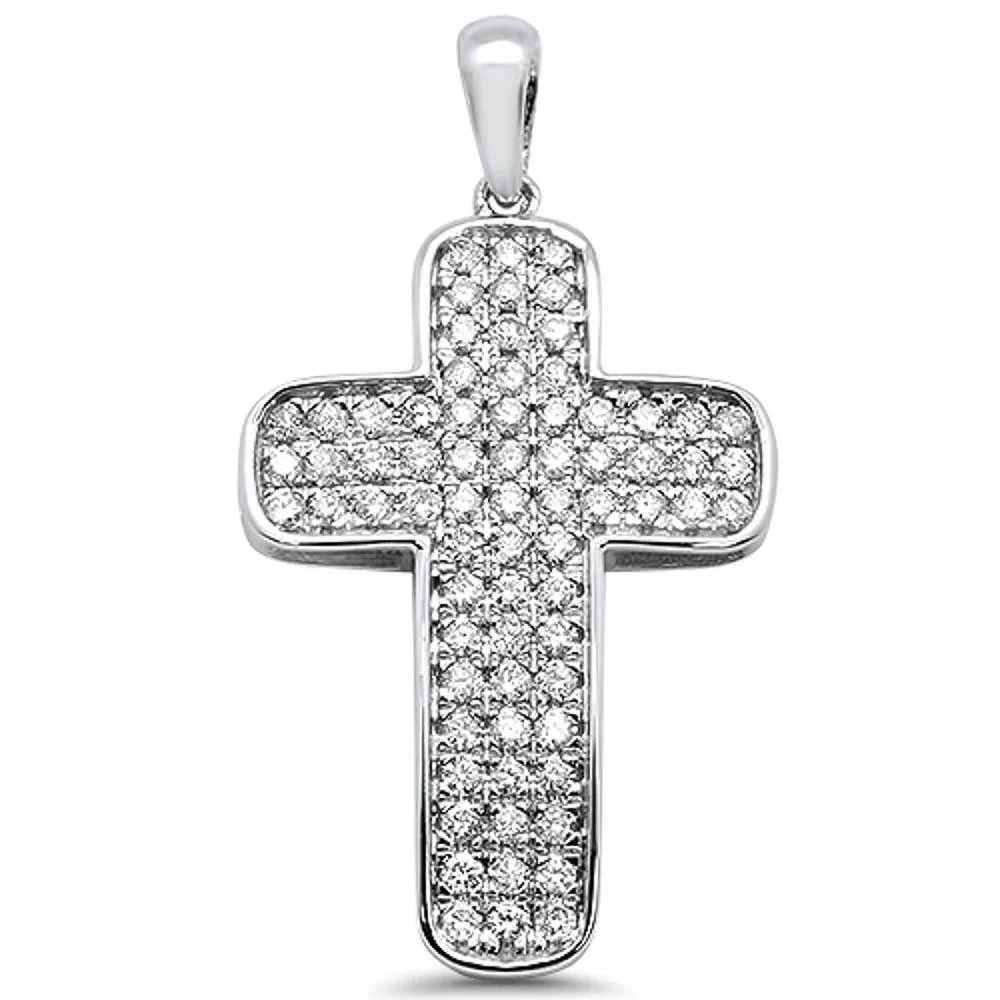 <span>DIAMOND CLOSEOUT! </span>.99ct 14k White Gold Diamond Cross Pendant Charm