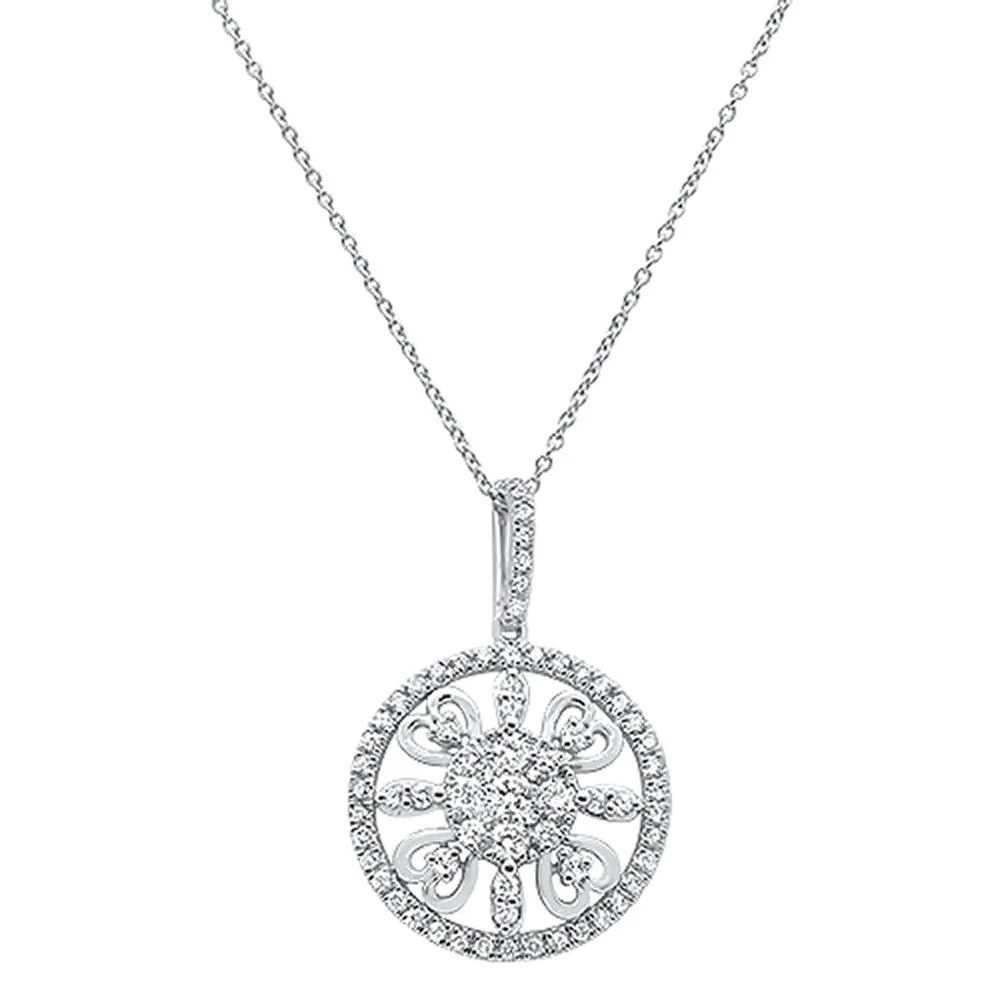 <span>DIAMOND CLOSEOUT! </span>.99ct 14k White Gold Antique Heart Filigree Diamond Pendant Necklace 18" Long