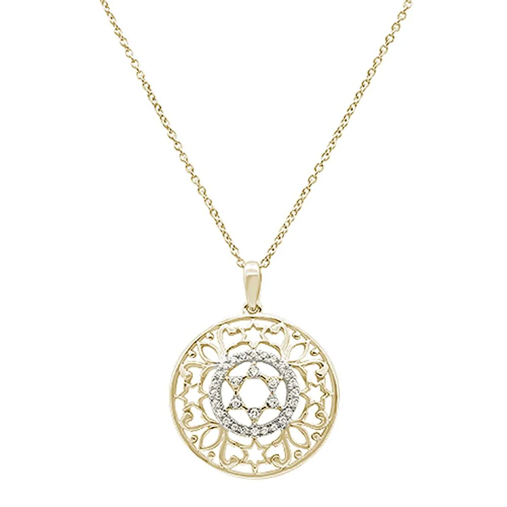 <span>DIAMOND CLOSEOUT! </span>.14ct 14k Yellow Gold Filigree Star David Diamond Pendant Necklace 18" Long
