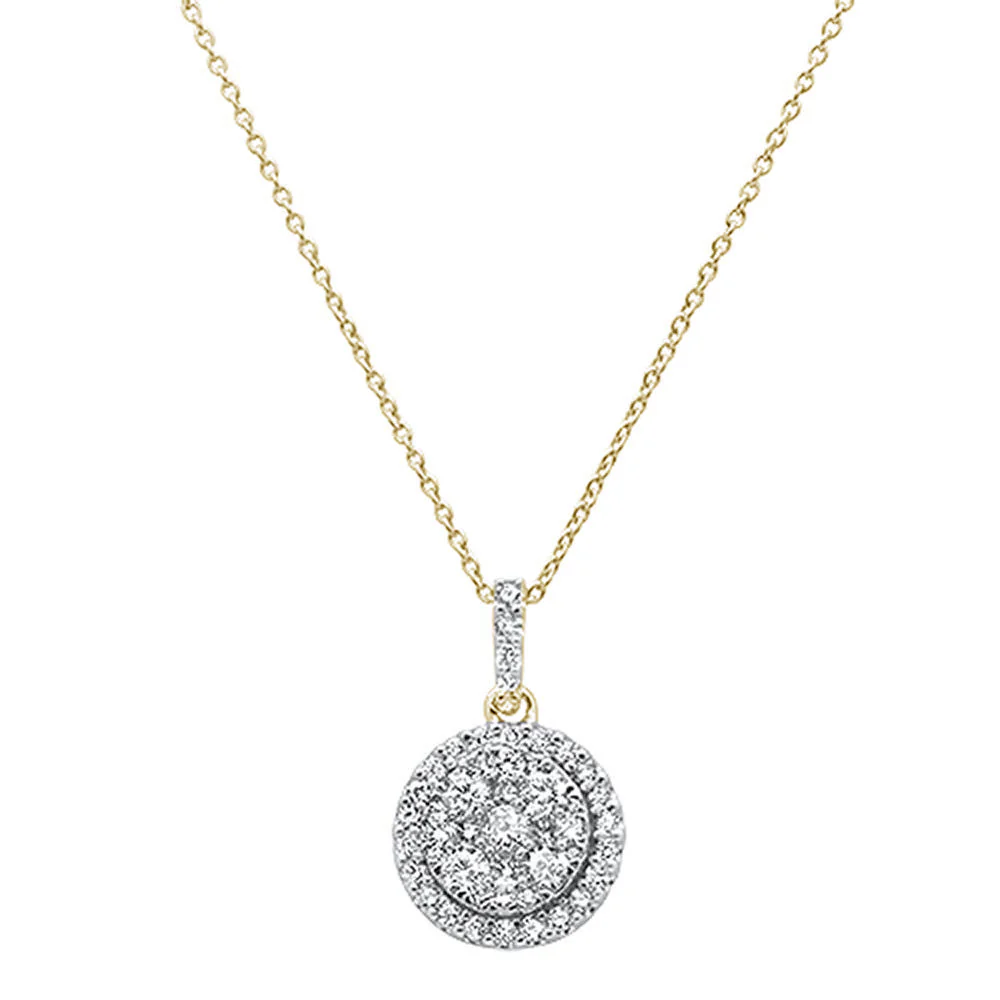 <span>DIAMOND CLOSEOUT! </span> 1.01ct 14k Yellow Gold Round Diamond Designer Halo Pendant Necklace 18" Long