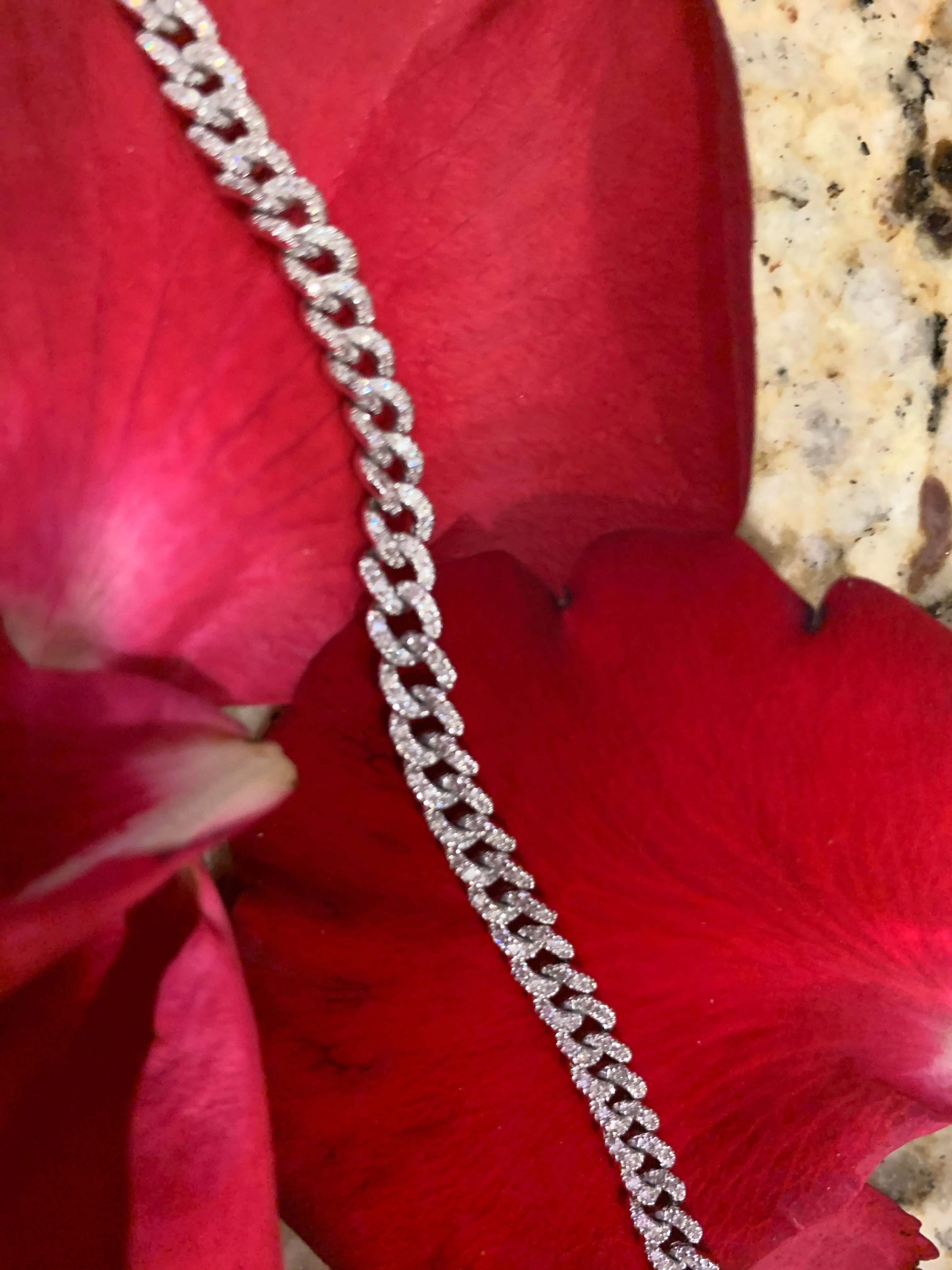 <span>DIAMOND CLOSEOUT! </span> 1.39ct 14k White Gold Diamond Curb Link Statement Choker Necklace 14" - Image 2