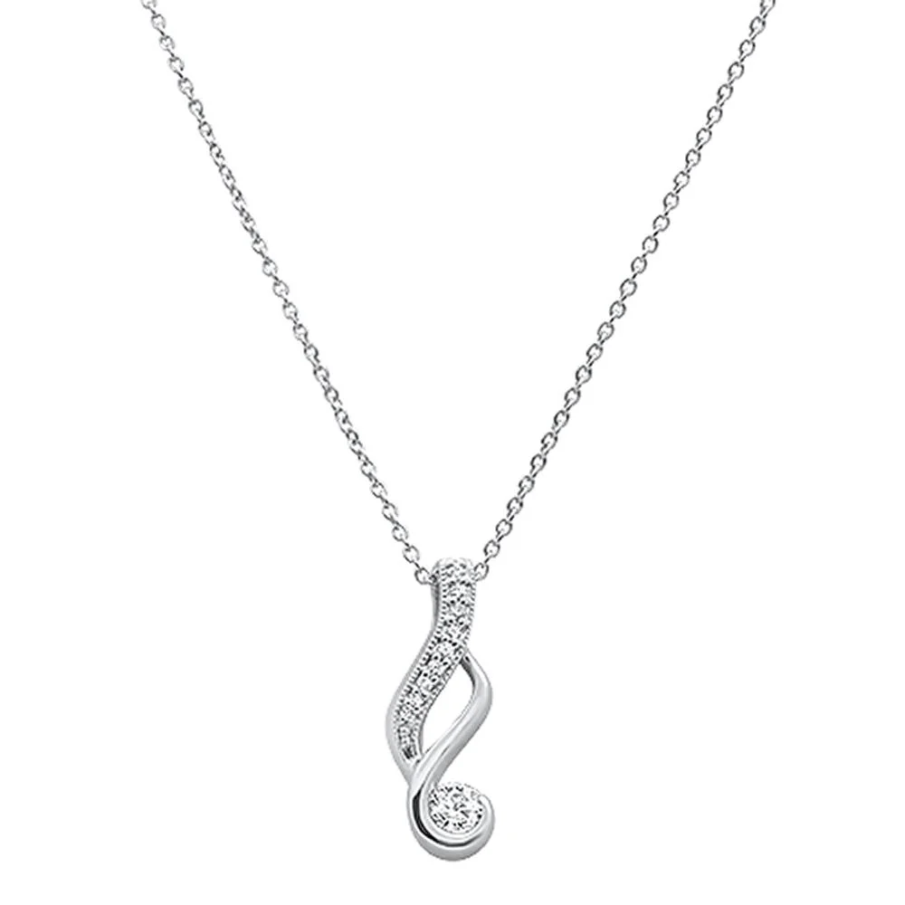 <span>DIAMOND CLOSEOUT! </span> .20ct 14k White Gold Elegant Diamond Pendant Necklace 18"Long