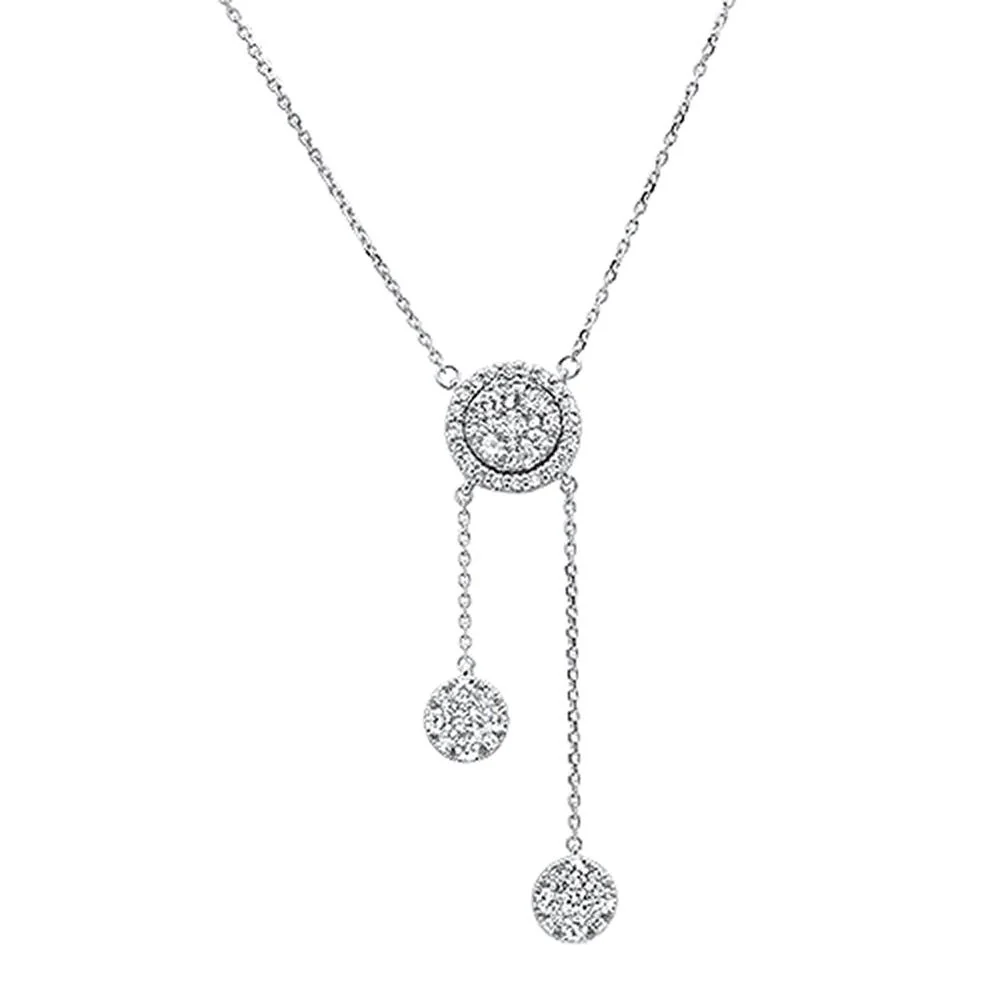 <span>DIAMOND CLOSEOUT! </span> .96ct 14k White Gold Diamond Lariat Drop Pendant Necklace 18"Long