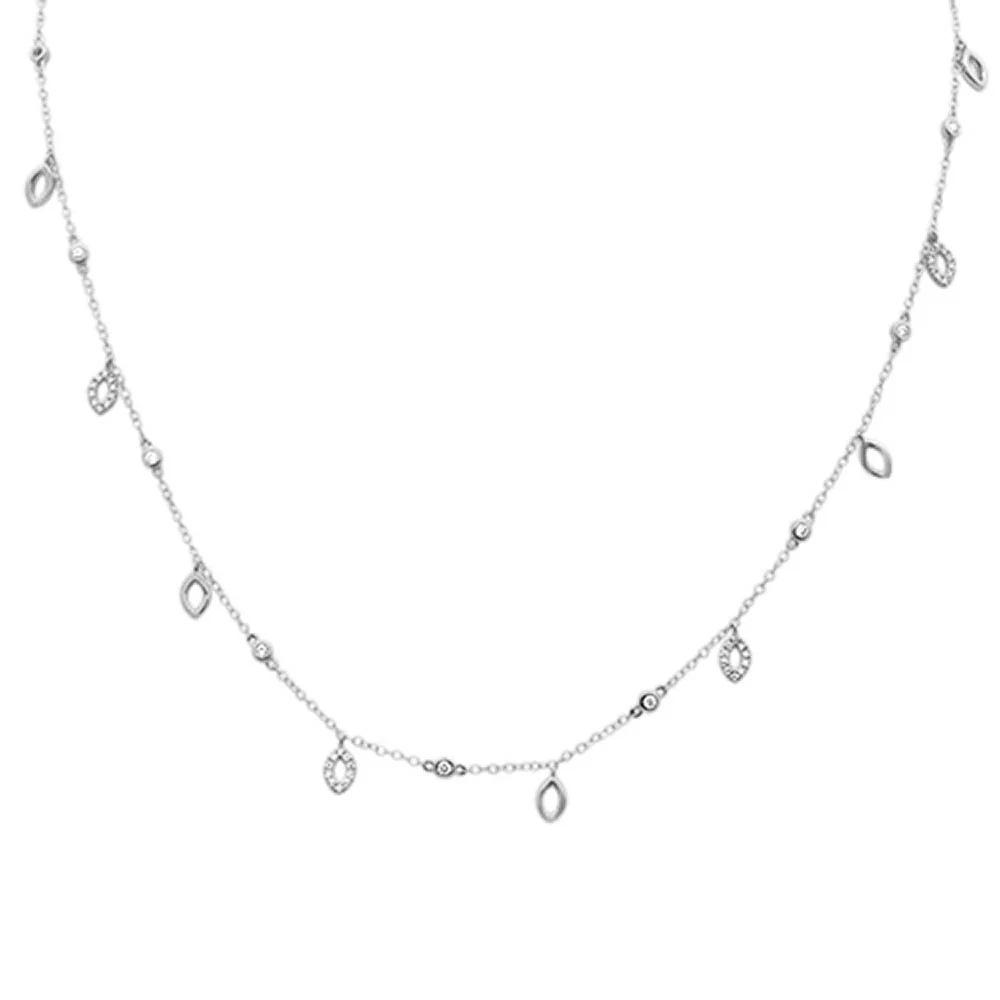 <span>DIAMOND CLOSEOUT! </span> .53ct G SI 14k White Gold Diamond Pendant Designer Necklace 16" Long+(1"ext)