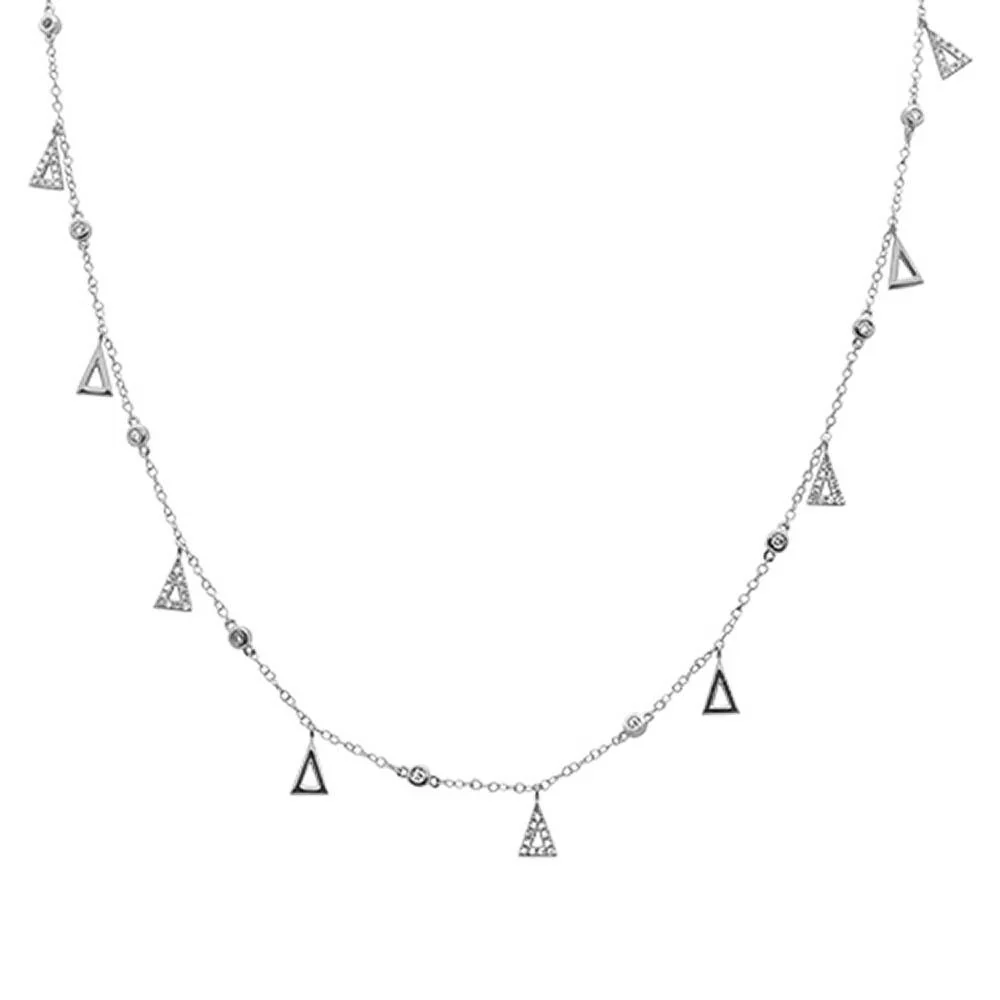 <span>DIAMOND CLOSEOUT! </span> .54ct G SI 14k White Gold Diamond Designer Pendant Necklace 16" Long+(1"ext)