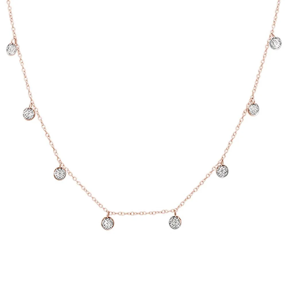 <span>DIAMOND CLOSEOUT! </span>.53ct G SI 14k Rose Gold Diamond Pendant Necklace 17" Long