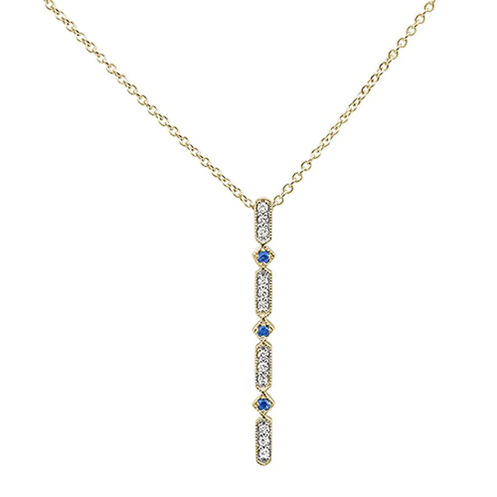 <span>GEMSTONE CLOSEOUT </span>! .16ct 10k Yellow Gold Sapphire & Diamond Antique Style Pendant