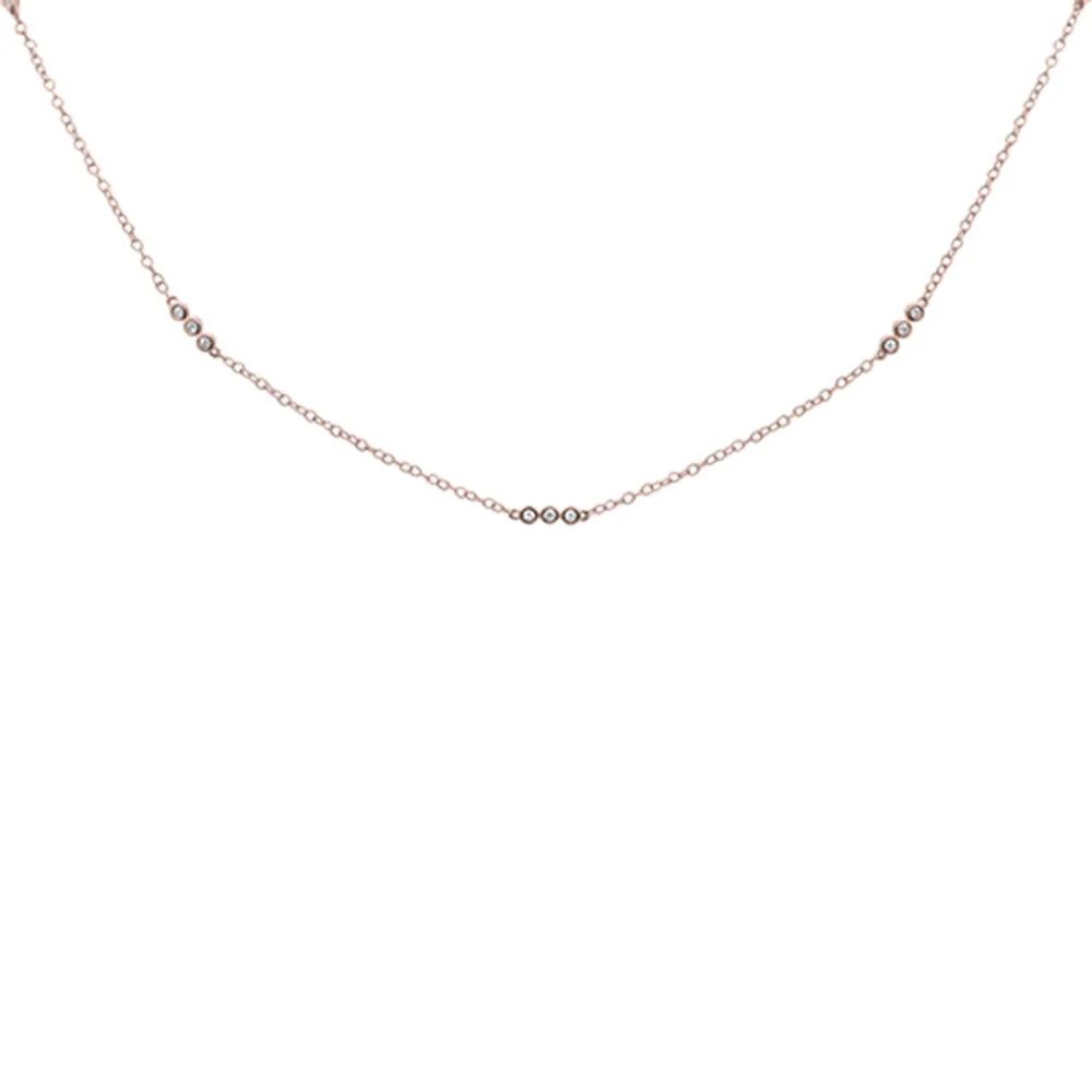 <span>DIAMOND CLOSEOUT! </span> .19cts 14k Rose Gold Diamond Station Necklace 18"