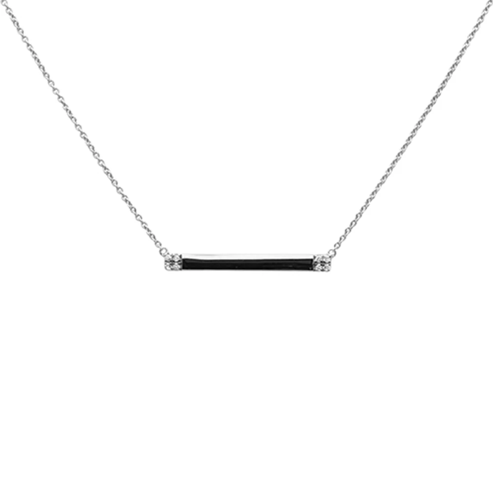 <span>DIAMOND CLOSEOUT! </span>.07ct 14K White Gold Diamond Bar Pendant Necklace 18" Long