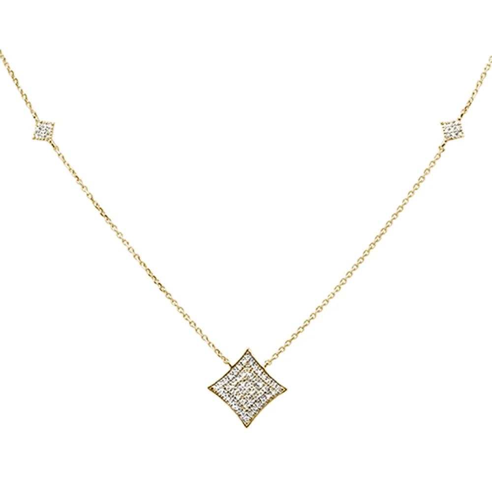 <span>DIAMOND CLOSEOUT! </span>.27ct 14k Yellow Gold Diamond Modern Pendant Necklace 18" Long