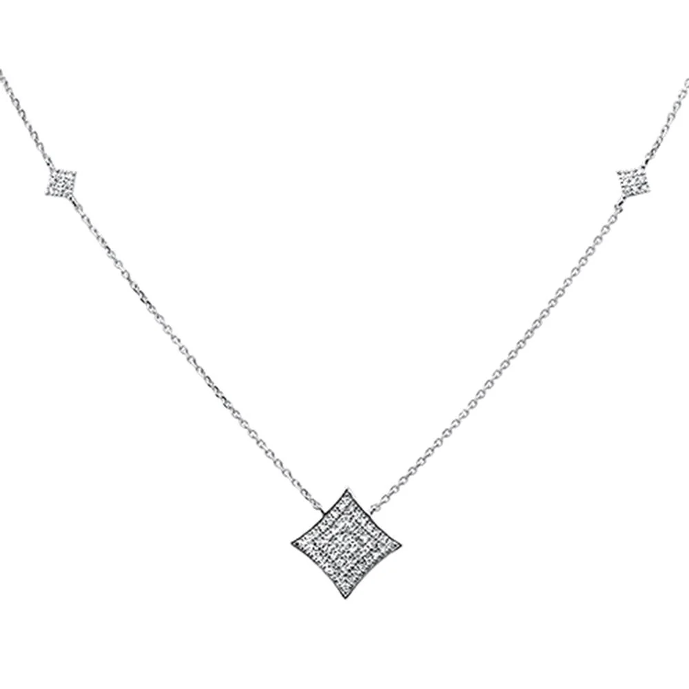 <span>DIAMOND CLOSEOUT! </span> .27ct 14k White Gold Diamond Modern Pendant Necklace 18" Long