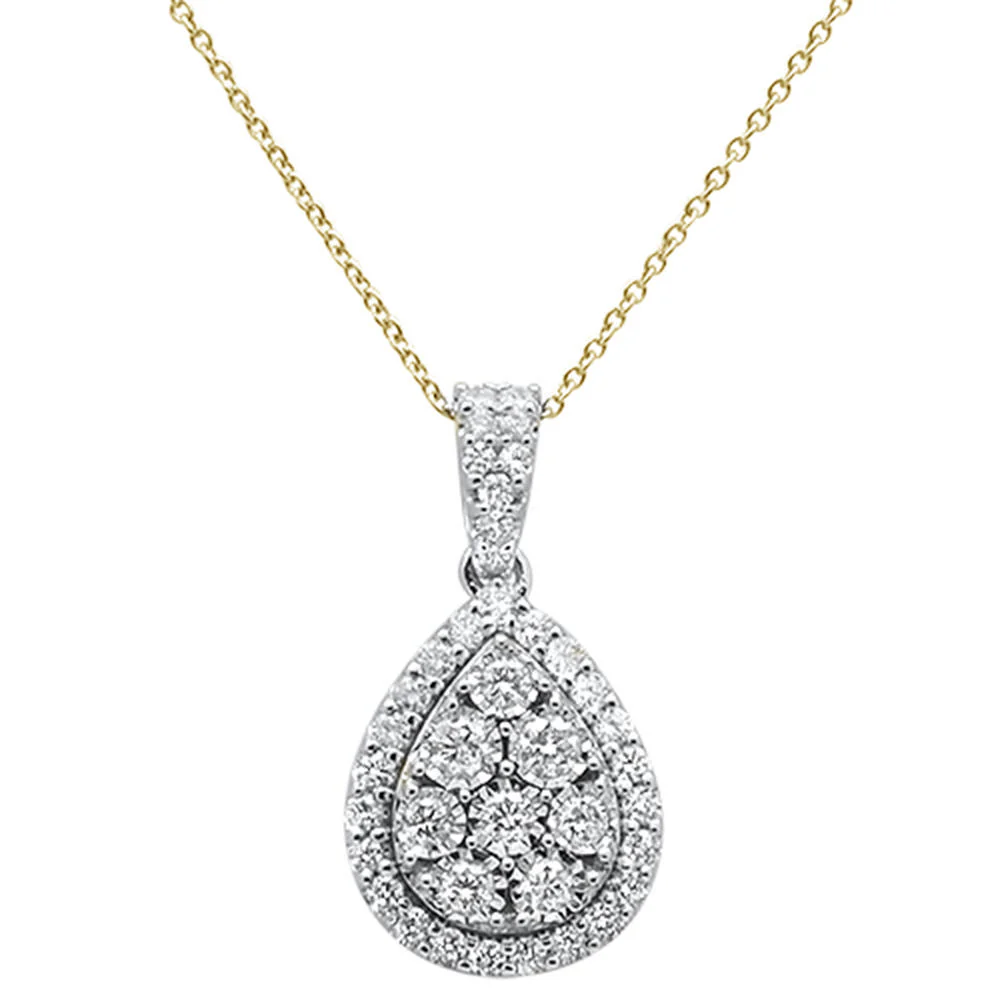 <span>DIAMOND CLOSEOUT! </span> .99ct 14k Yellow Gold Diamond Teardrop Pendant Necklace 18" Long