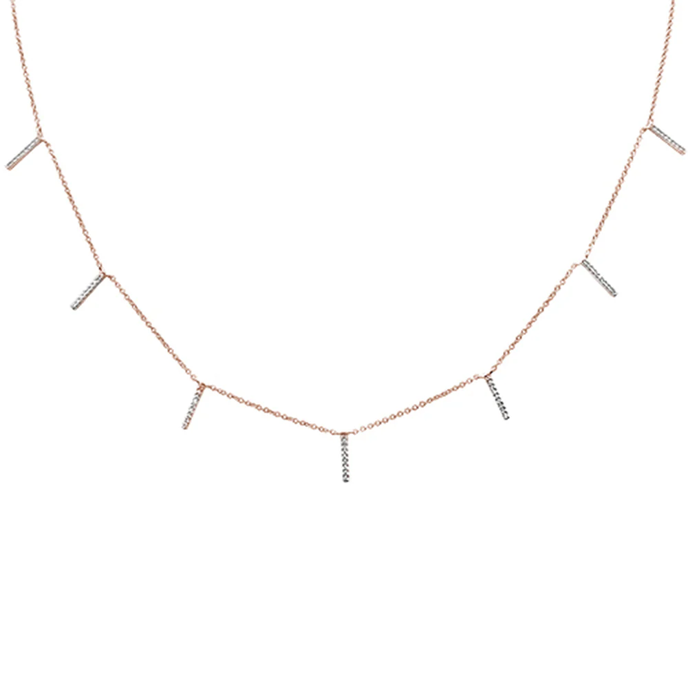 <span>DIAMOND CLOSEOUT! </span>.13ct 14kt Rose Gold Trendy Diamond Charm Pendant Necklace 16"+2" Ext
