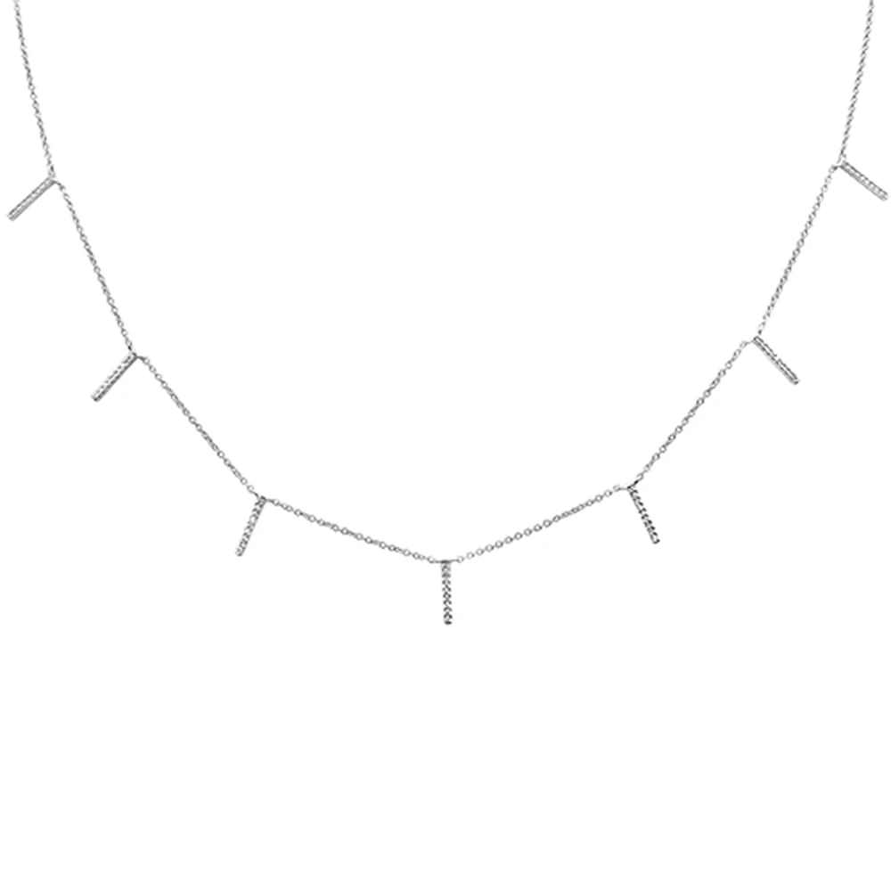 <span>DIAMOND CLOSEOUT! </span>.13ct 14kt White Gold Trendy Diamond Charm Pendant Necklace 16"+2" Ext