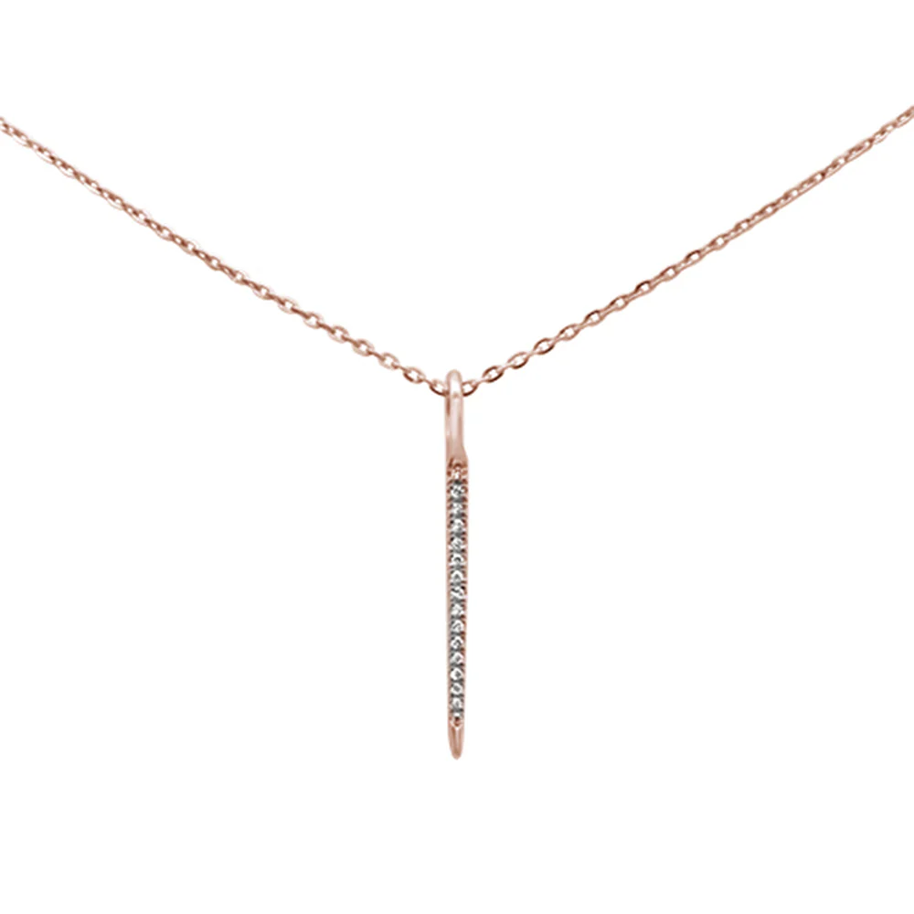 <span>DIAMOND CLOSEOUT! </span>.04ct 14kt Rose Gold Diamond Drop Dangle Pendant Necklace 16"+2" Ext