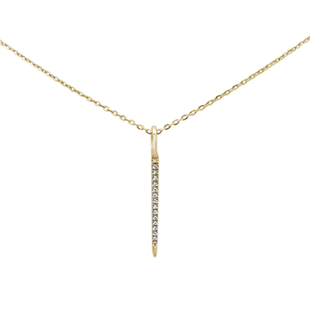 <span>DIAMOND CLOSEOUT! </span> .03ct 14kt Yellow Gold Diamond Drop Dangle Pendant Necklace 16"+2" Ext