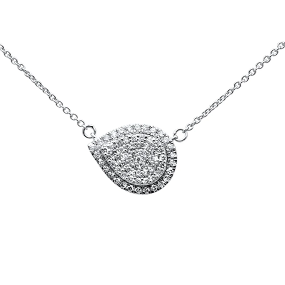 <span>DIAMOND CLOSEOUT! </span> .25ct 14k White Gold Diamond Pear Shaped Pendant Necklace 18"