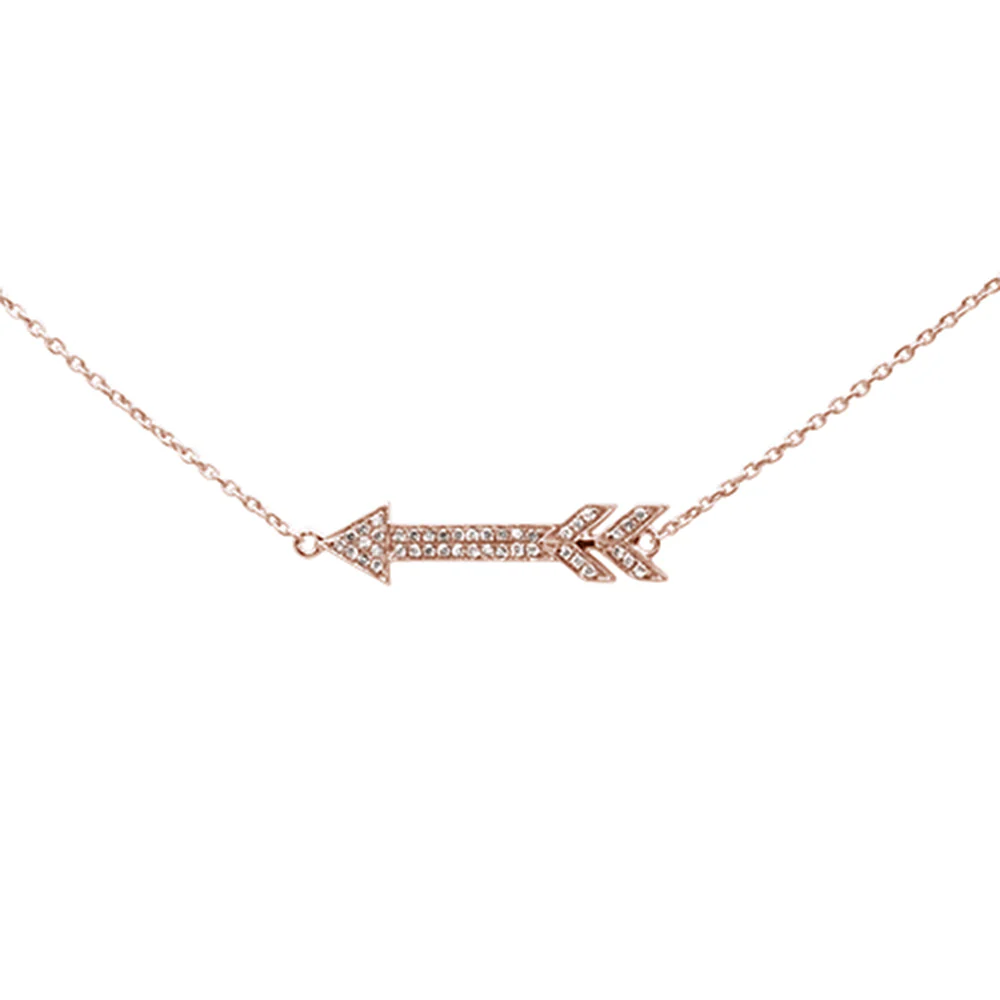<span>DIAMOND CLOSEOUT! </span> .08ct 14k Rose Gold Diamond Arrow Pendant Necklace 16" + 2" Ext