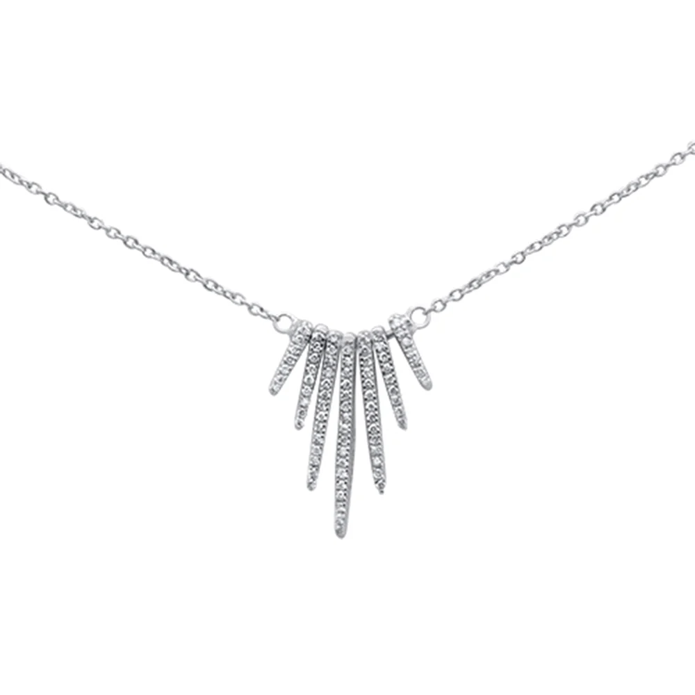 <span>DIAMOND CLOSEOUT! </span> .16ct 14K White Gold Trendy Modern Diamond Necklace 16" + 1" Ext