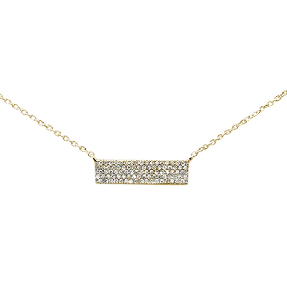 <span>DIAMOND CLOSEOUT! </span> .18ct 14K Yellow Gold Modern Diamond Bar Necklace 16" + 1" Ext