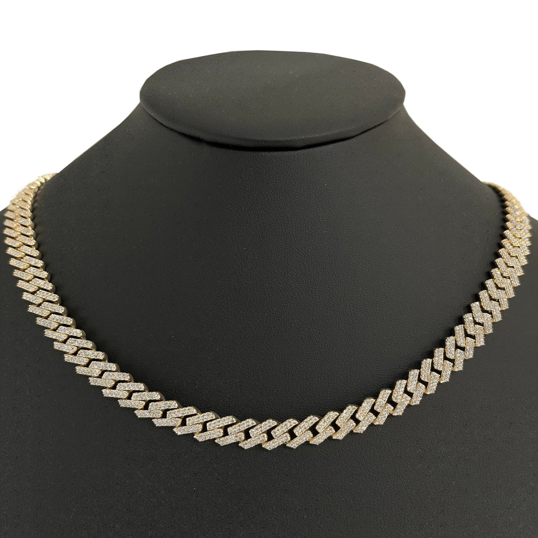 <span>DIAMOND CLOSEOUT! </span> 9MM 10.74ct 14k Yellow Gold Diamond Square Cuban Necklace 22"