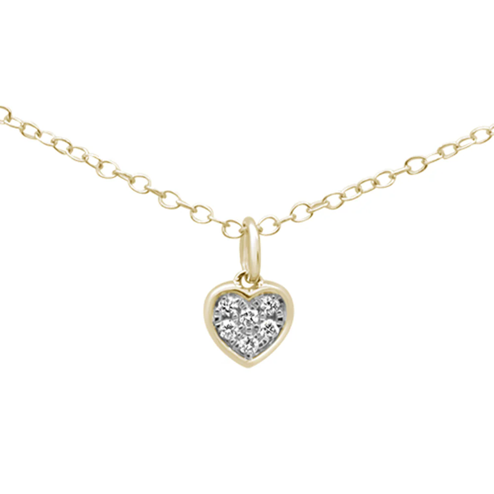<span>DIAMOND CLOSEOUT! </span>.05ct 14K Yellow Gold Diamond Heart Pendant Necklace 18" Long