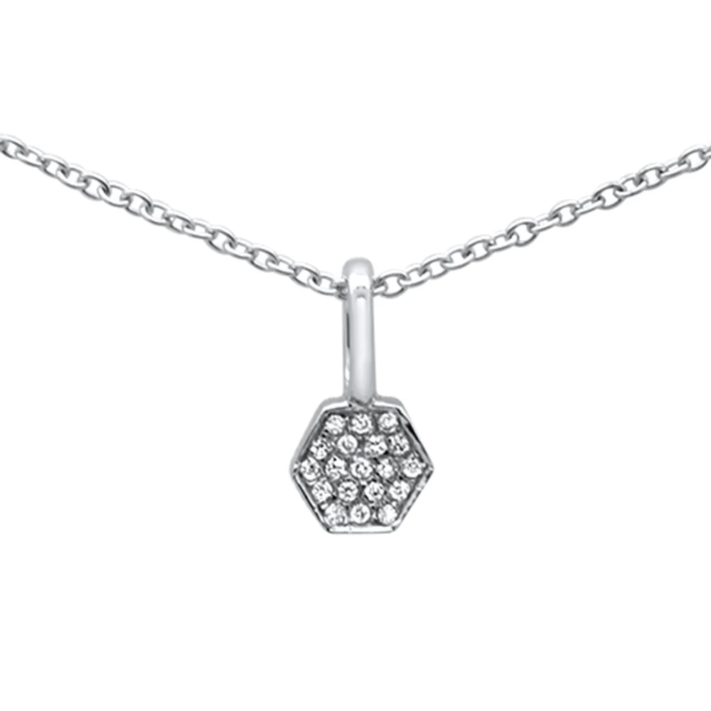 <span>DIAMOND CLOSEOUT! </span> .03ct G SI 14K White Gold Diamond Geometric Shape Pendant Necklace 16+2" Ext.