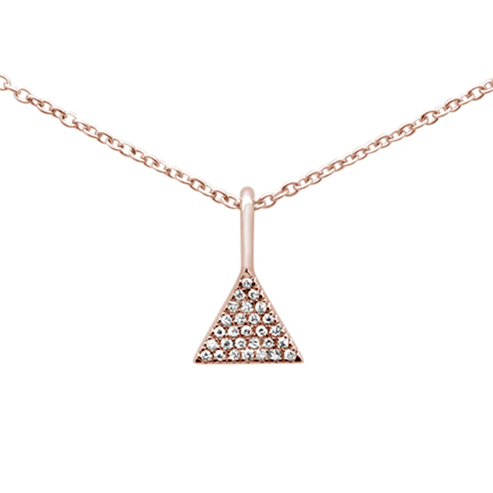 <span>DIAMOND CLOSEOUT! </span>.05ct G SI 14K Rose Gold Diamond Modern Triangle Pendant Necklace 16+2" Ext.
