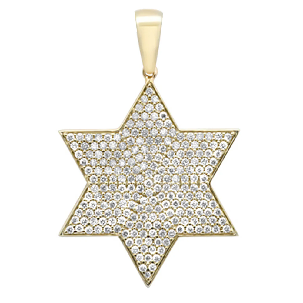 <span>DIAMOND CLOSEOUT! </span> .78ct G SI 10K Yellow Gold Diamond Micro Pave Iced Out Star Charm Pendant