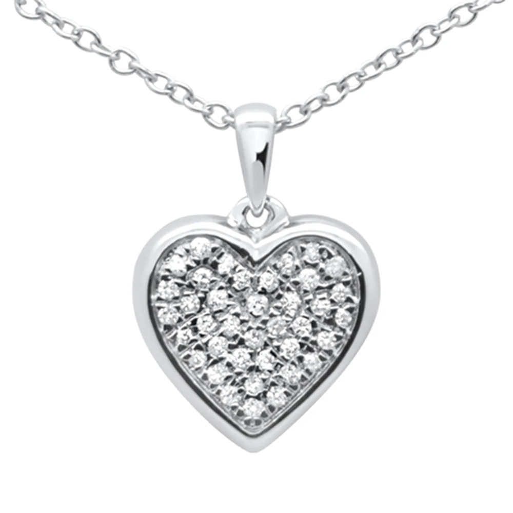 <span>DIAMOND CLOSEOUT! </span> .09ct G SI 10k White Gold Diamond Heart Diamond Pendant Necklace 18"