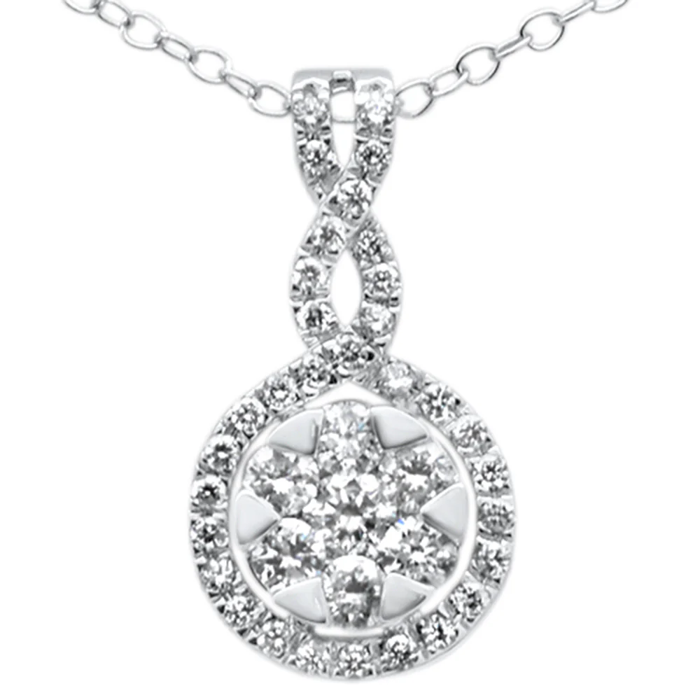 <span>DIAMOND CLOSEOUT! </span>.60CT G SI 14KT White Gold Diamond Trendy Drop Dangle Pendant Necklace 18"