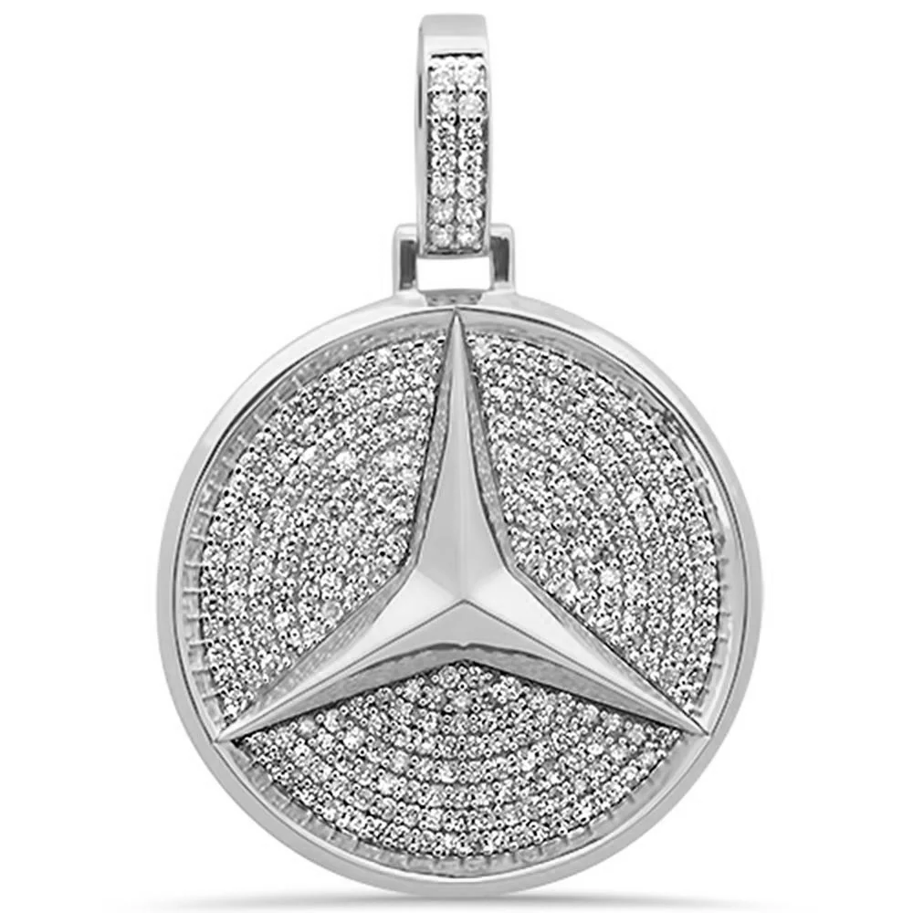 <span>DIAMOND CLOSEOUT! </span> 1.78ct G SI 10K White Gold Diamond Hip Hop Logo Emblem Iced Out Charm Pendant