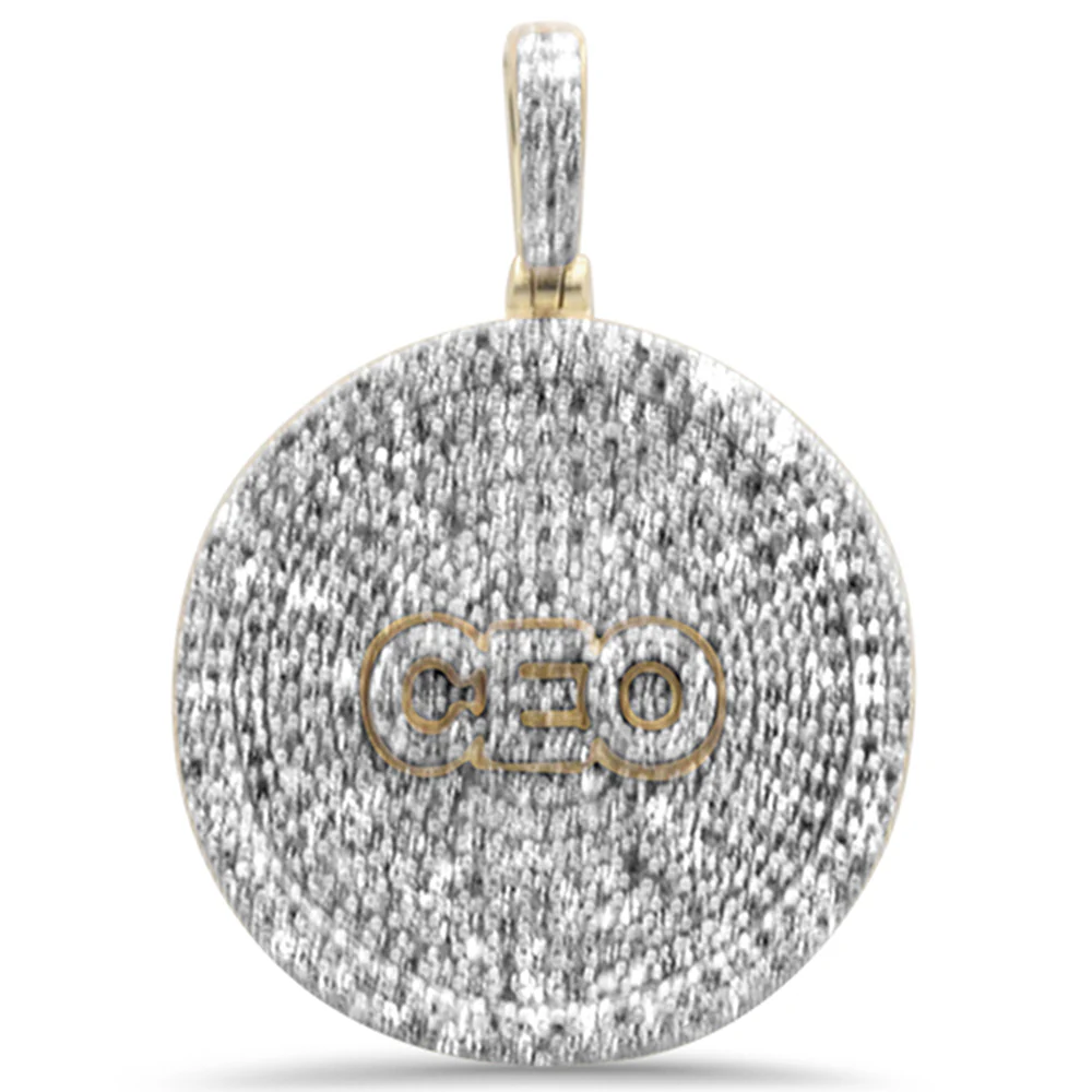 <span>DIAMOND CLOSEOUT! </span> .81CT G SI 10KT Yellow Gold Diamond Micro Pave Iced out "CEO" Disc Charm Pendant
