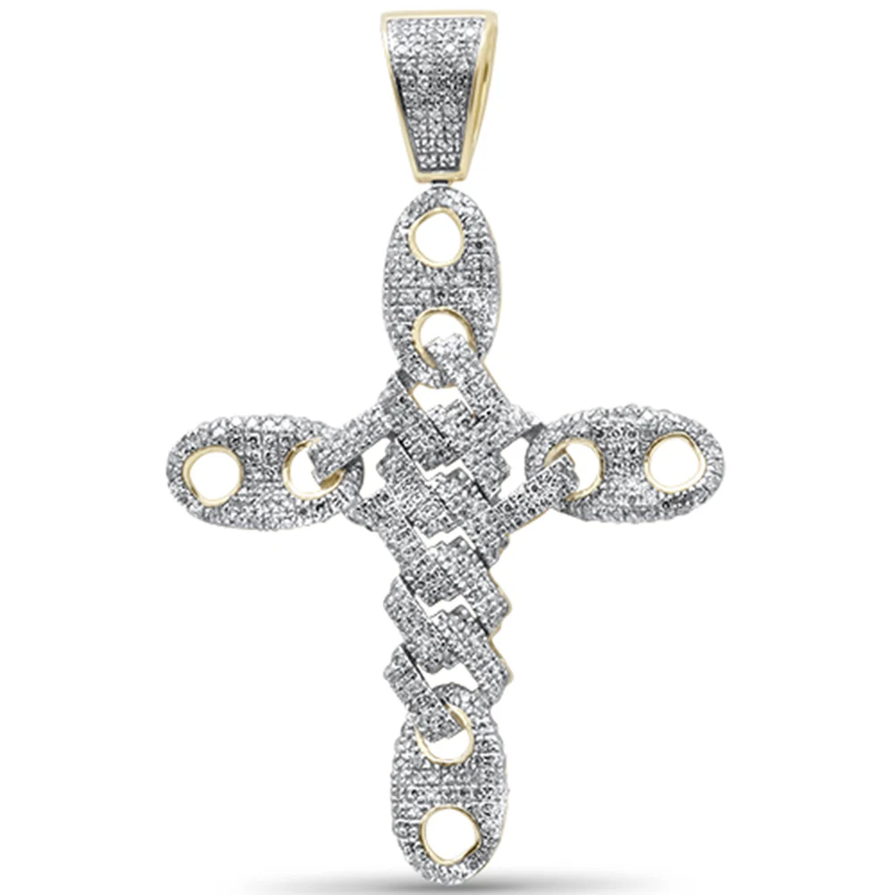<span>DIAMOND CLOSEOUT! </span>1.08ct G SI 10K Yellow Gold Diamond Cross Hip Hop Pendant