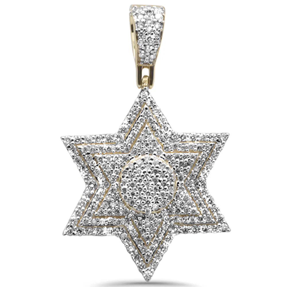 <span>DIAMOND CLOSEOUT! </span> 1.00CT G SI 10KT Yellow Gold Diamond Micro Pave Iced out Star Charm Pendant