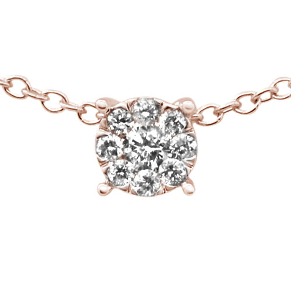 <span>DIAMOND CLOSEOUT! </span>.11ct F SI 10K Rose Gold Diamond Solitaire Pendant Necklace 18"