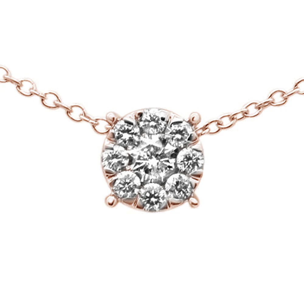 <span>DIAMOND CLOSEOUT! </span>.29ct F SI 10K Rose Gold Diamond Solitaire Pendant Necklace 18" Long