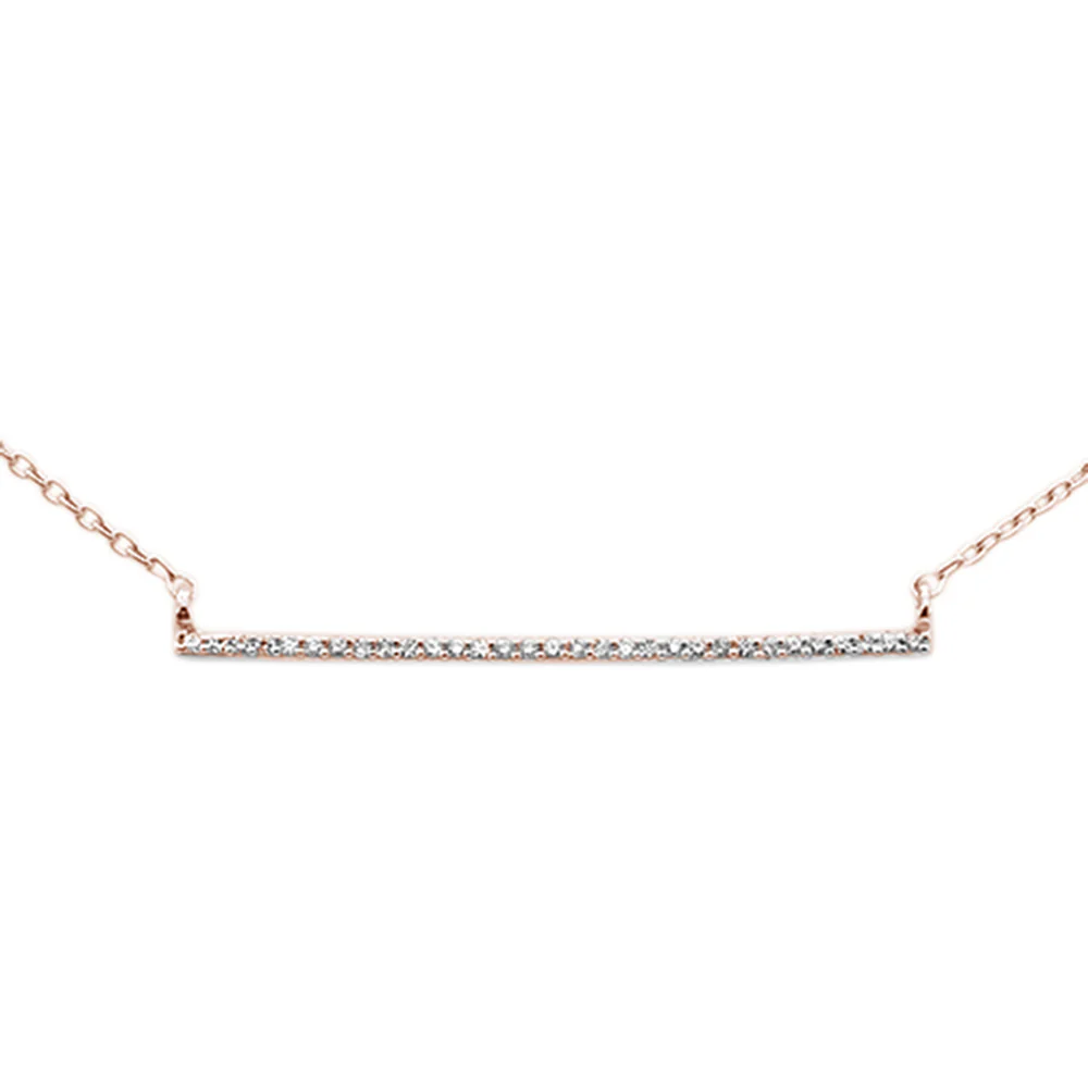 <span>DIAMOND CLOSEOUT! </span>.06ct G SI 14K Rose Gold Diamond Line Bar Necklace 18" Long