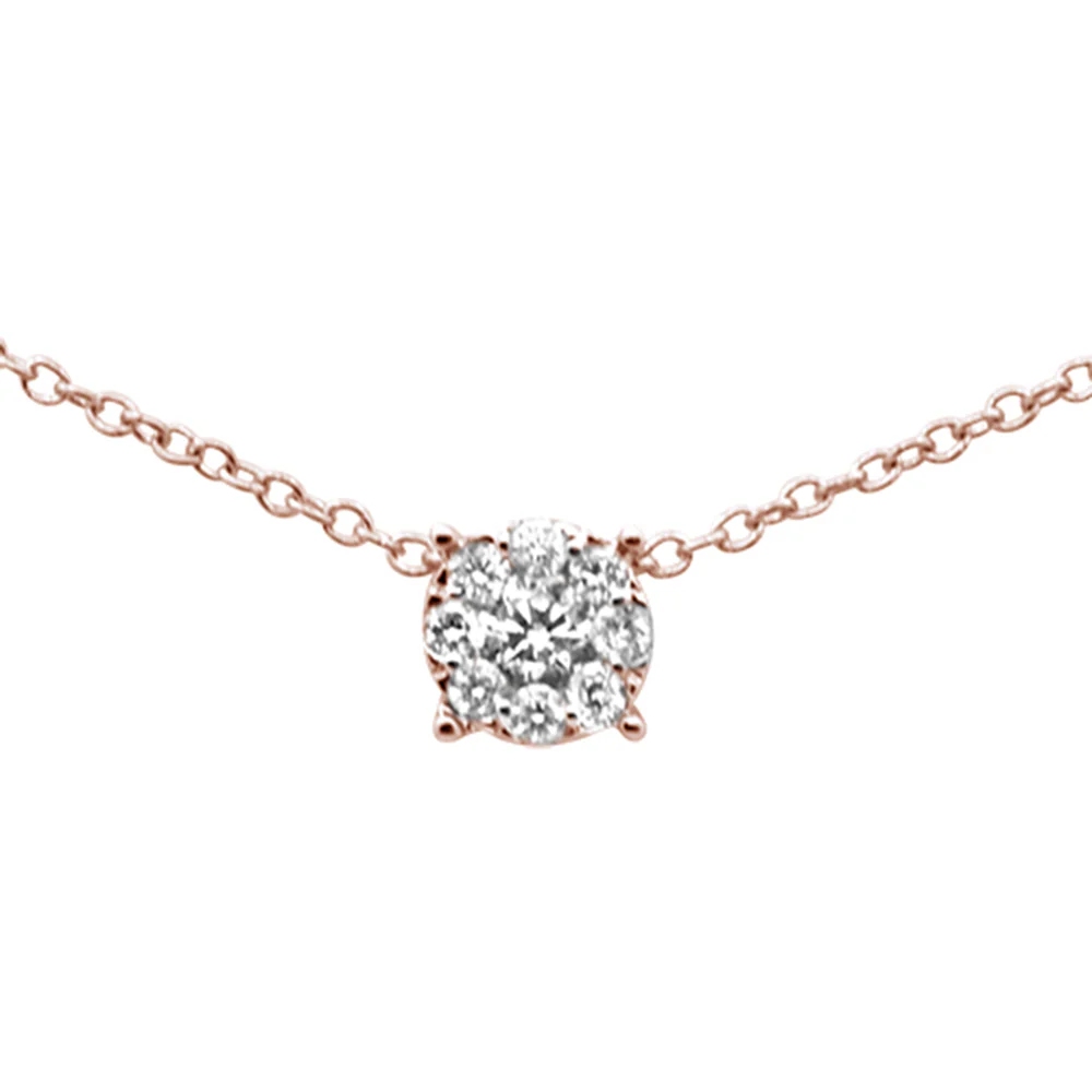 <span>DIAMOND CLOSEOUT! </span>.18ct F SI 10K Rose Gold Diamond Pendant Necklace 18"