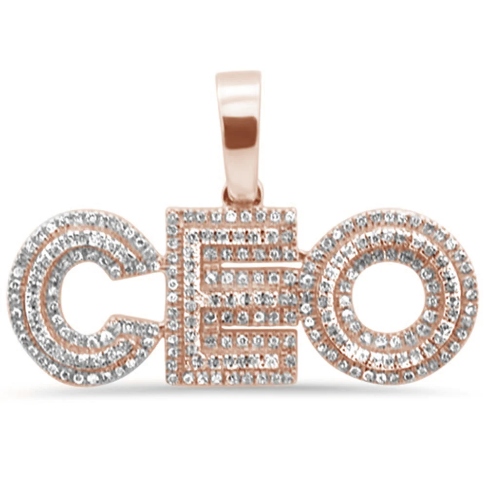 <span>DIAMOND CLOSEOUT! </span> .35ct G SI 10K Rose Gold Diamond Iced out "CEO" Pendant