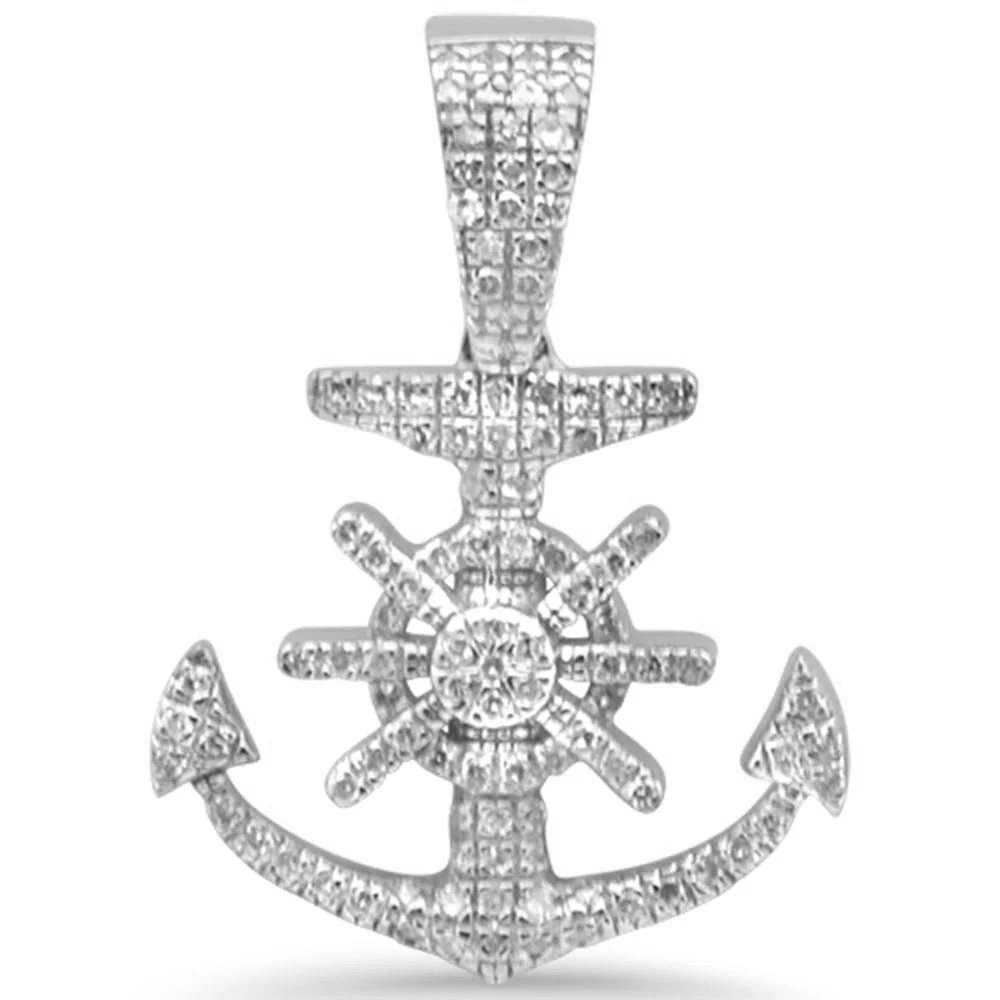 <span>DIAMOND CLOSEOUT! </span> .27ct G SI 10K White Gold Diamond Hip Hop Anchor Charm Pendant