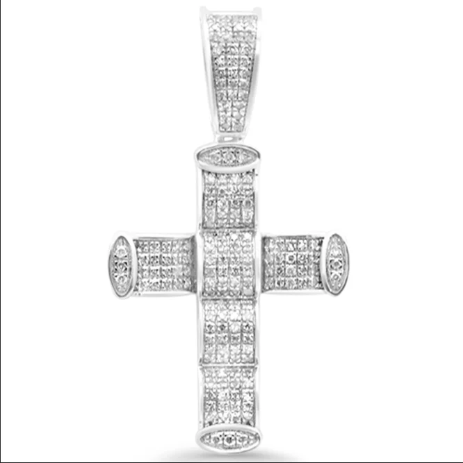 <span>DIAMOND CLOSEOUT! </span> .42ct G SI 10K White Gold Diamond Cross Pendant